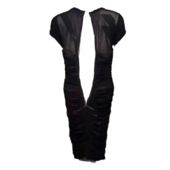 bcbg black comb dress Black Short Puff Sleeve Babydoll Mini Dress main image 0